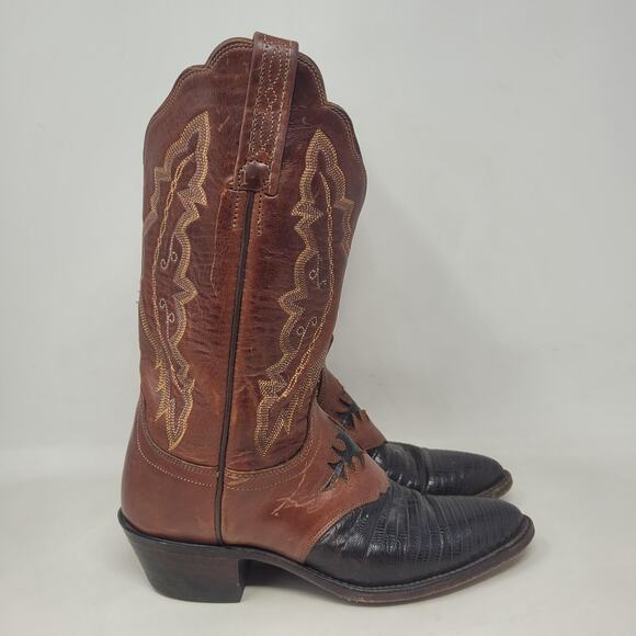 Lucchese 1883 Boots 6.5B Brown Lizard Leather Two Tone Cowboy Western Cowgirl - Picture 2 of 15